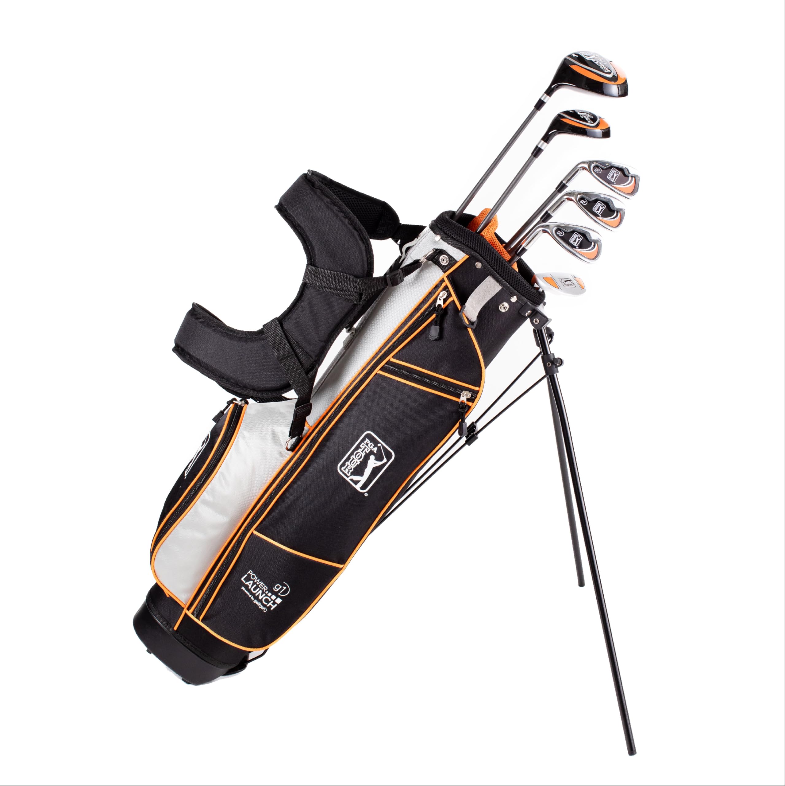PGA Tour Youth Golf Club Set for Ages 8-12 (4’8”-5’2”) and 12+ (5’2”+), Right and Left-Handed Kids Golf Sets – Beginner Junior Golf Clubs with Lightweight Stand Bag, Mallet Putter, Hybrid, Driver