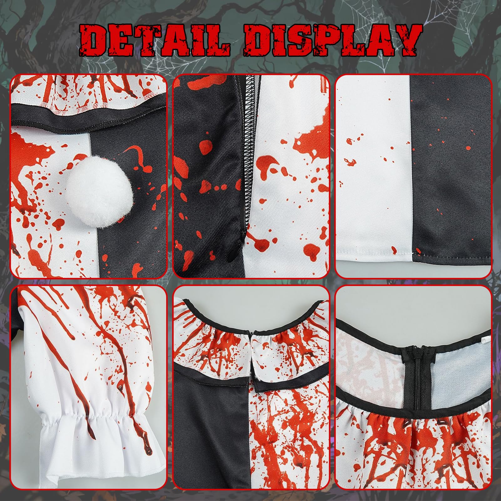Maryparty Terrifier Costume Adult Killer Terrifier Clown Black White Jumpsuit Cosplay Costume for Halloween Party (WOMEN, M) - Image 4