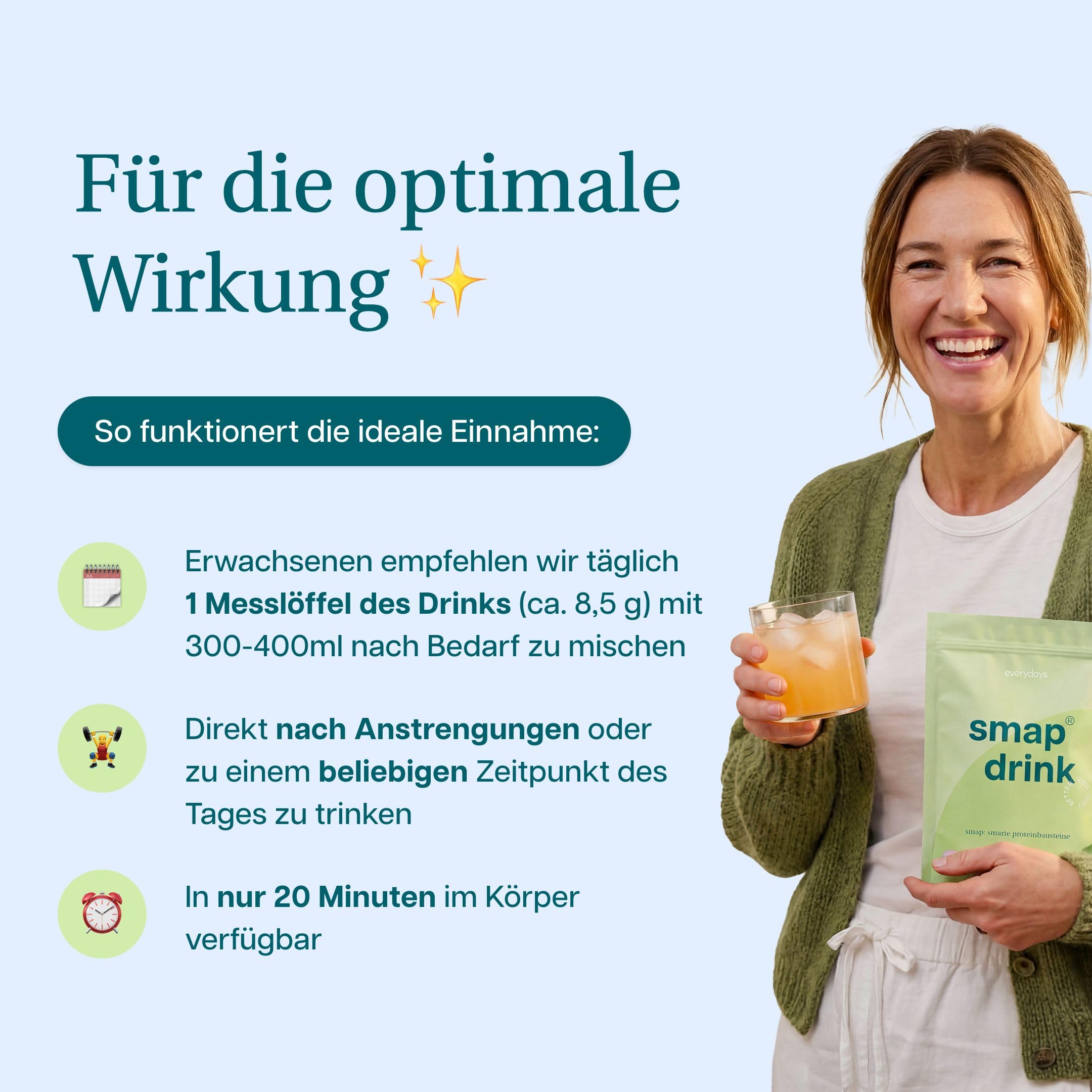 everydays – smap® drink Passion Fruit – 100% reine Aminosäuren - hochwertige Proteinbausteine für Zellen, Muskeln & Regeneration – vegan, zuckerfrei - Passionsfrucht (300g)