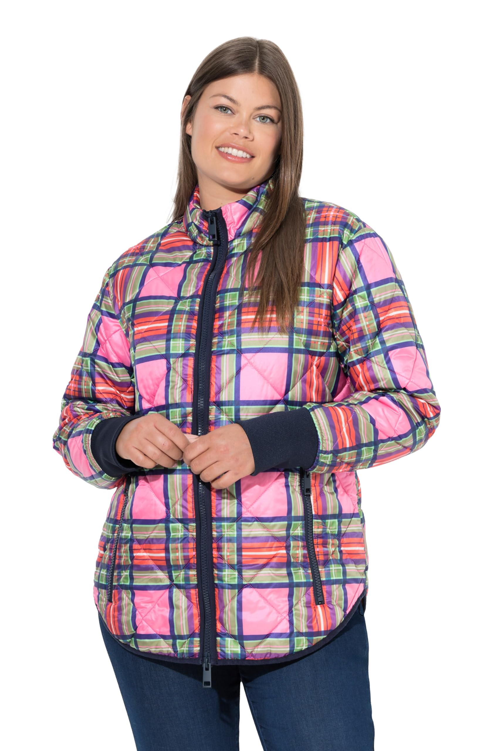 Laurasøn Sandwich-Karo Steppjacke, Stehkragen, 2-Wege-Zipper 841389