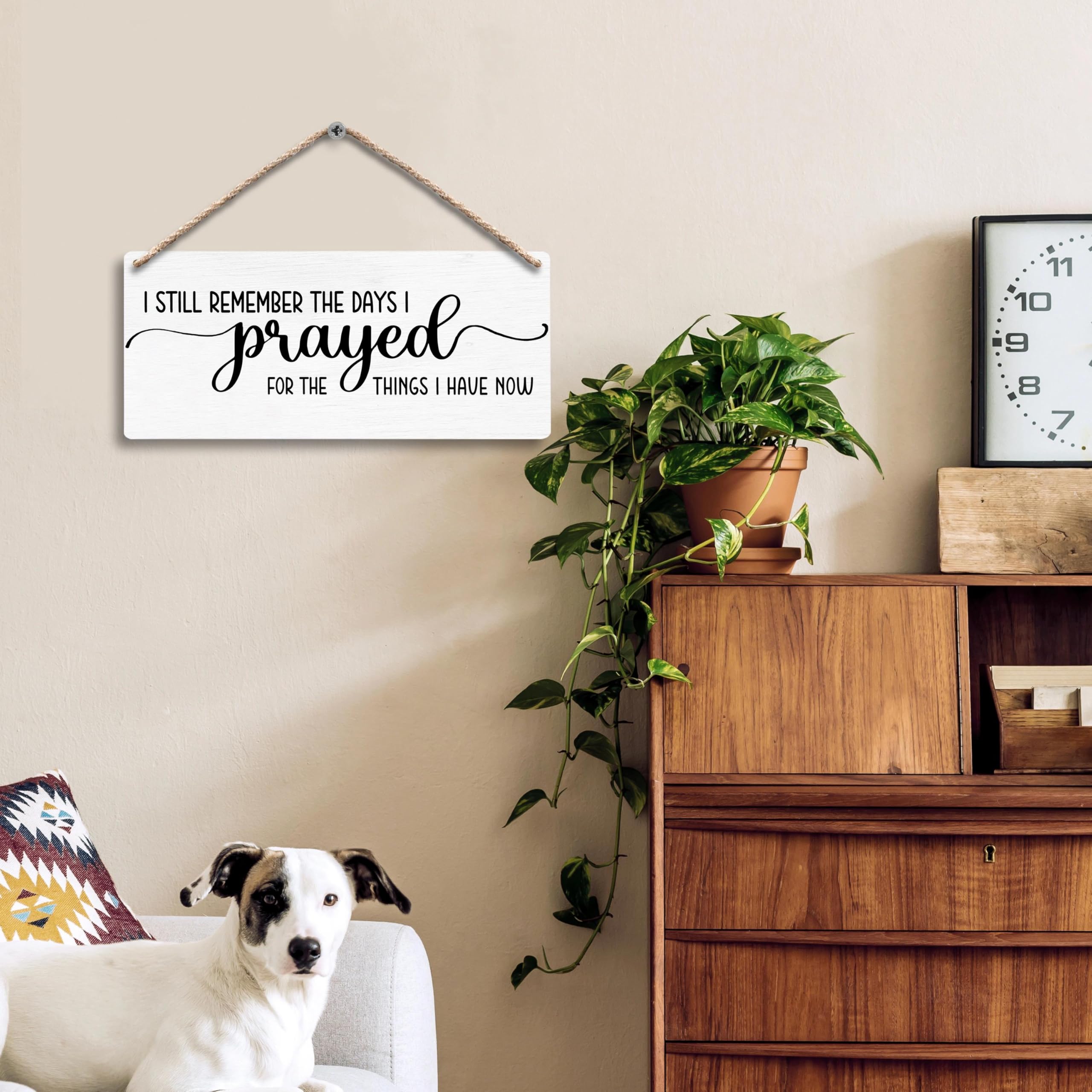 FUGWN Letreros de madera cristianos colgantes de 12 x 6 pulgadas, con texto en inglés "I Still Remember the Days I Prayed", versículo bíblico, escritura religiosa, decoración de pared, placa de madera