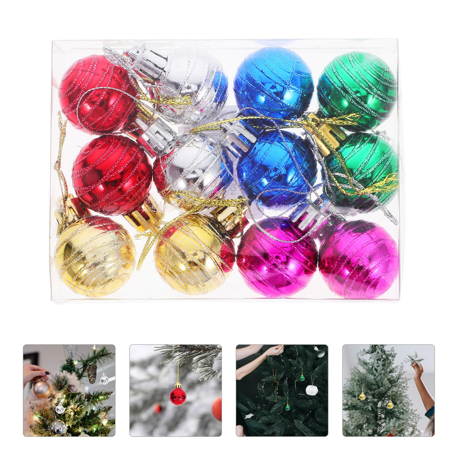 Gatuida 12 Stück Weihnachtskugeln 3cm Kunststoff Hängedekorationen mit Aufhängeloch für Weihnachtsbaum Party Innen und Außendeko