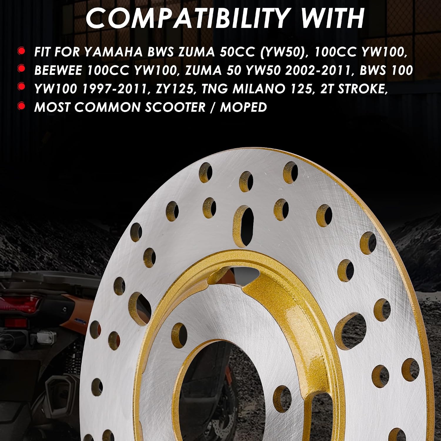 180mm Front Brake Rotor Disc 3UH-F582U-00-00 Compatible with Yamaha BWS ZUMA 50 YW50 YW100, ZUMA 50cc 100cc YW100, ZY125, 2T Stroke, TNG Milano 125, 420 Stainless Steel