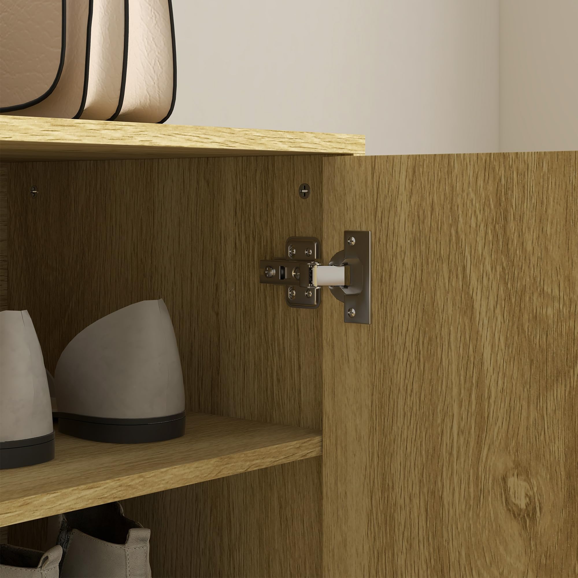 HOMCOM Scarpiera Salvaspazio per 15 Paia di Scarpe 80x38x110cm Rovere | Scarpiera da Ingresso, 4 Ripiani Regolabili, Gambe in Metallo