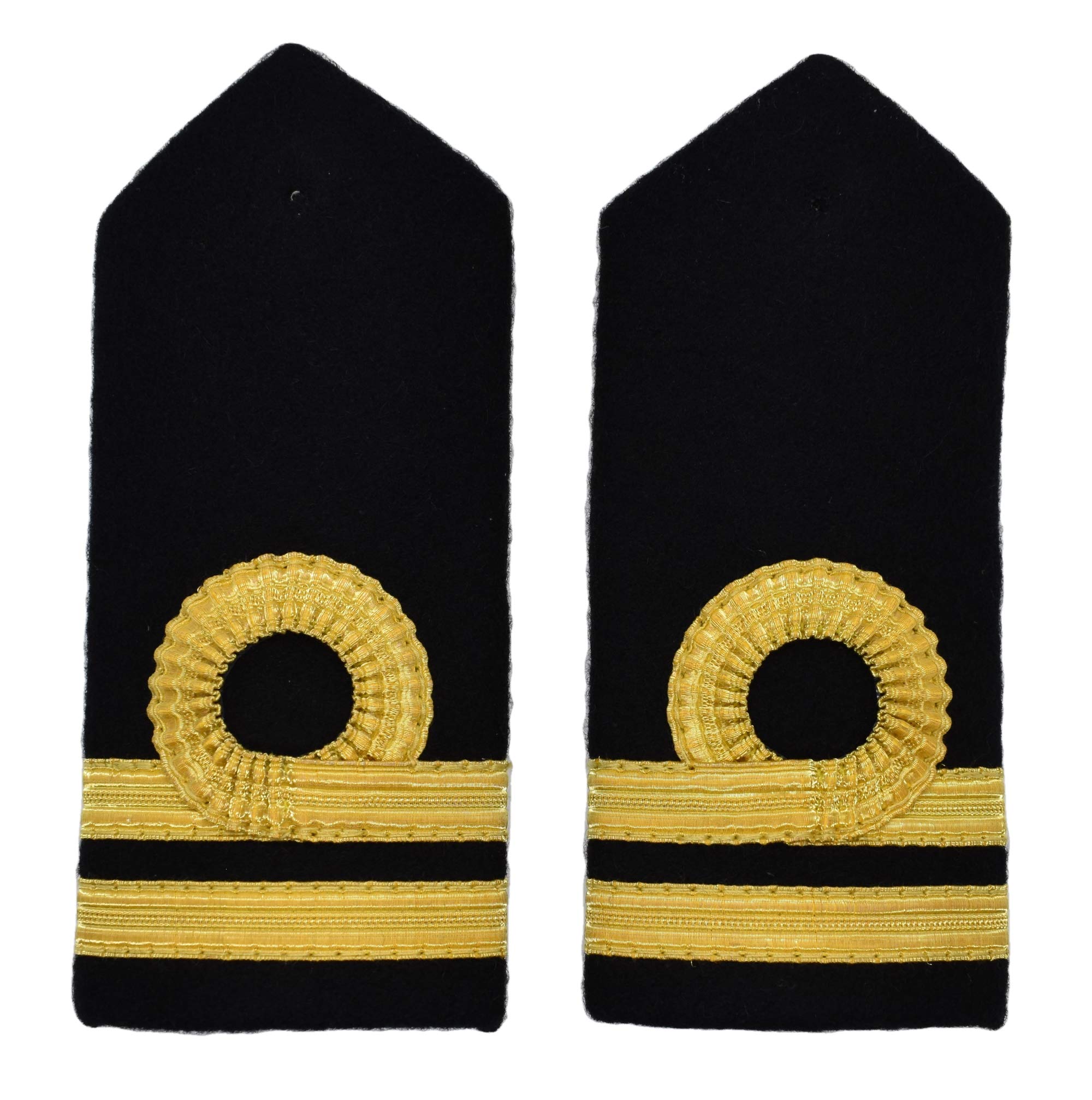 Uniform Store London Men's Gold Epaulette Merchant Navy Second Officer Second Mate Deck Hard Curved Round Curl 2 Bars R2278