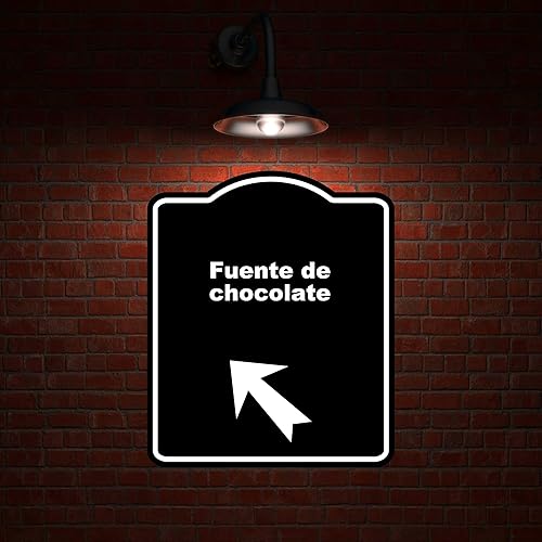 Miniatura 2 de Fuente de chocolate Spanish Black Sign Arrow Up Left Aluminum Composite Sign 8.5 x 10 inches