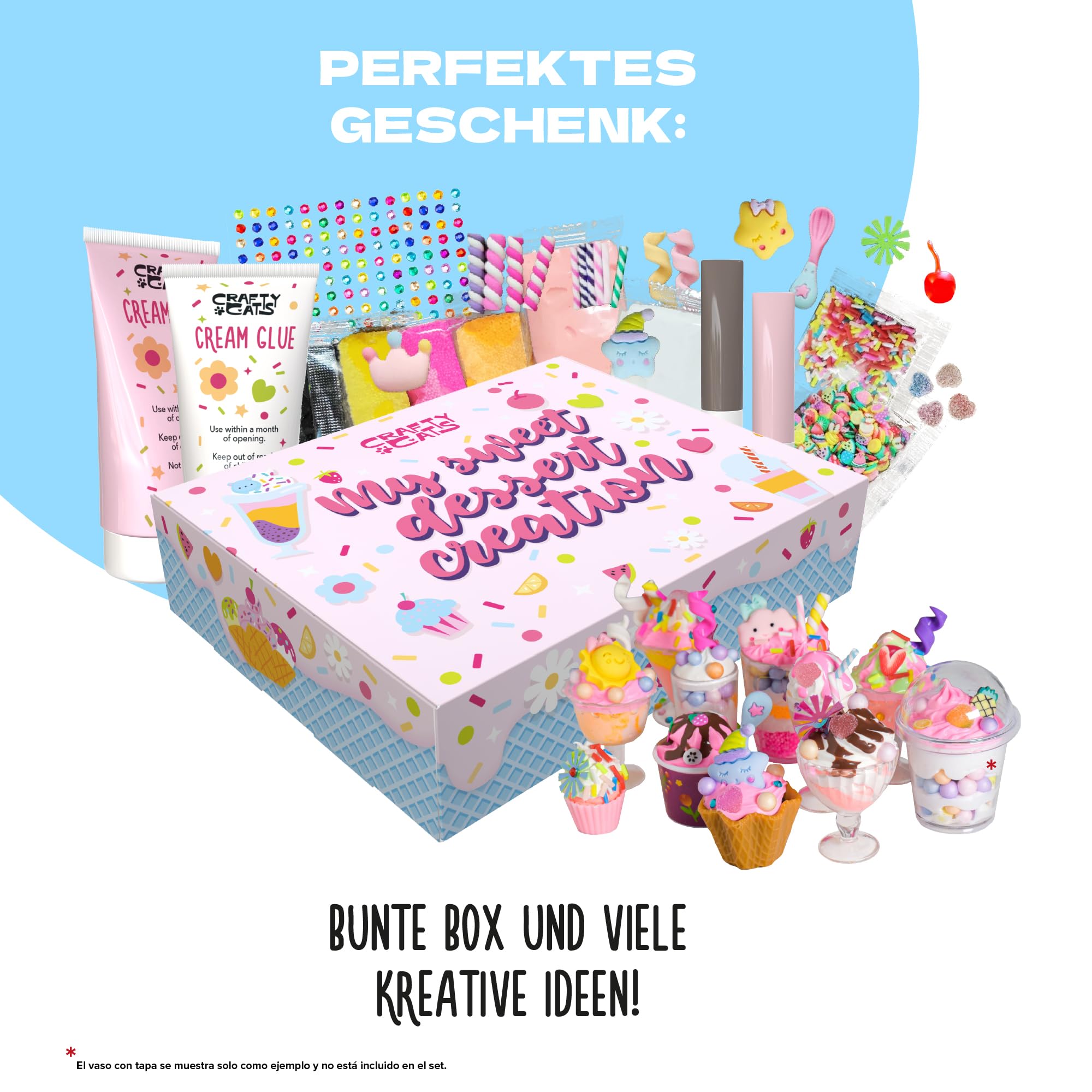 CRAFTY CATS Bastelkoffer Kreativ Set Dessertträume für Katzenliebhaber Kinder ab 6 Jahren DIY Haustier-Basteln, Bastelbox Katzen, kreatives Bastel Set Geschenkidee Familie