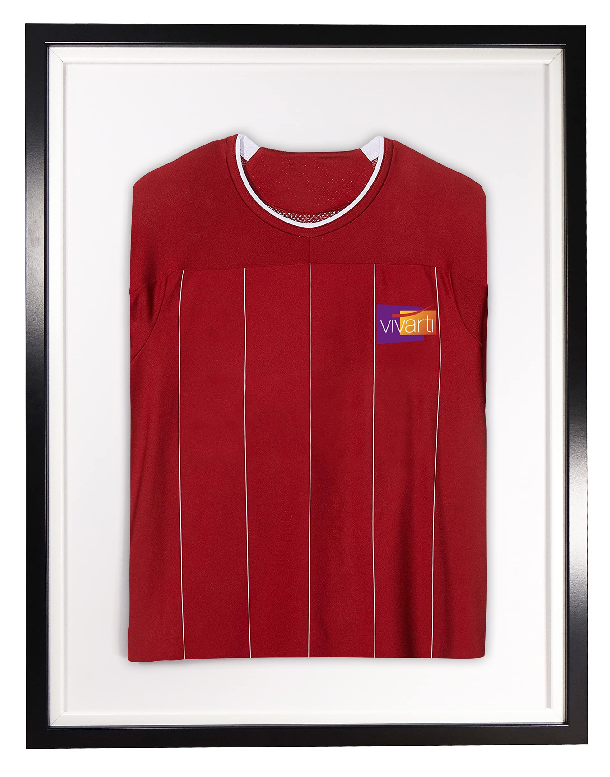 Vivarti DIY-Rahmen für Sportshirts, 60 x 80 cm, Schwarzer Rahmen, weißer Innenrahmen, weiße Rückwandkarte