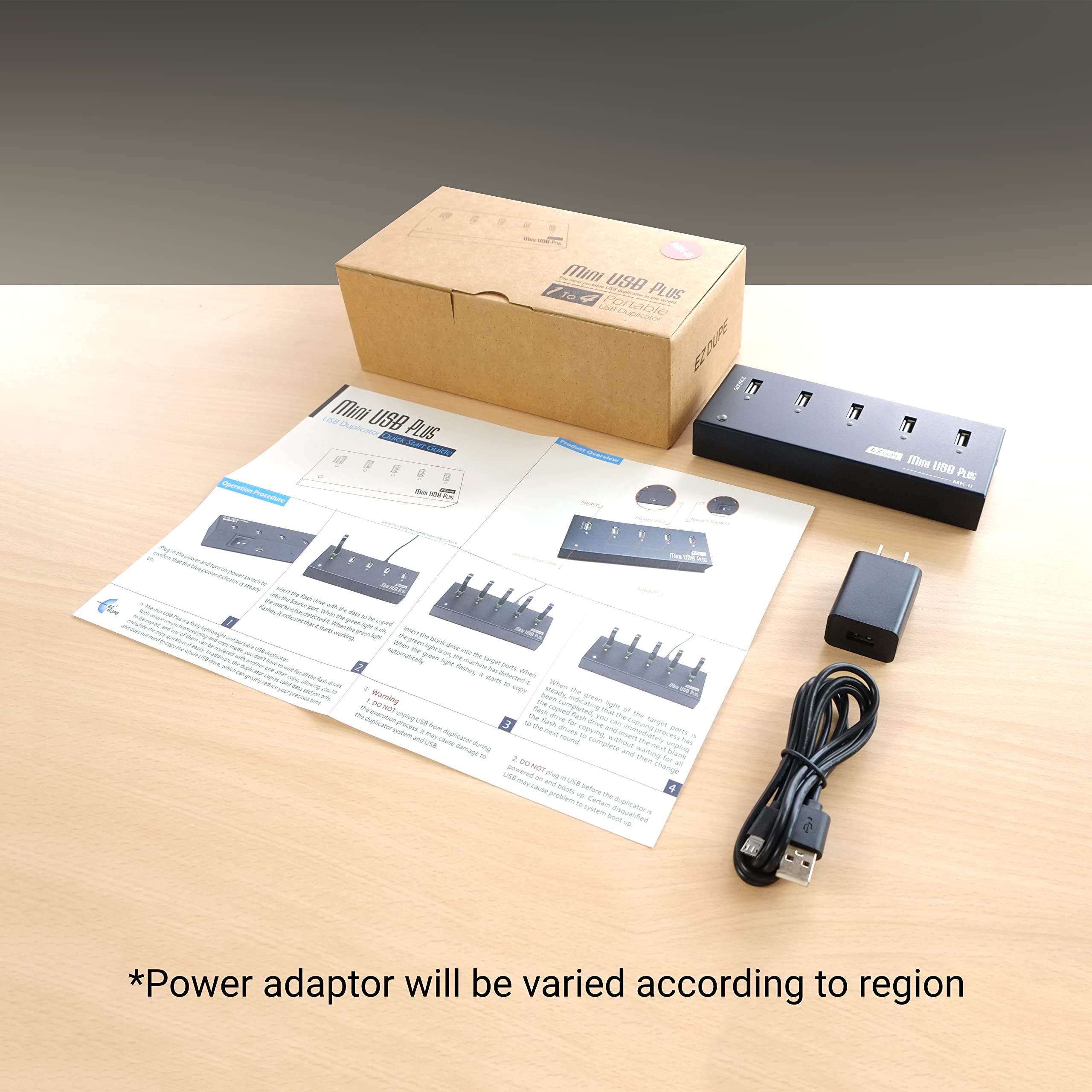 EZ DUPE 1:4 Duplicador de Memoria USB – Clonador Autónomo de Drivepen USB, Copia Sector por Sector de Sistema y Ficheros, 45MB/s (Mini USB Plus MK2)