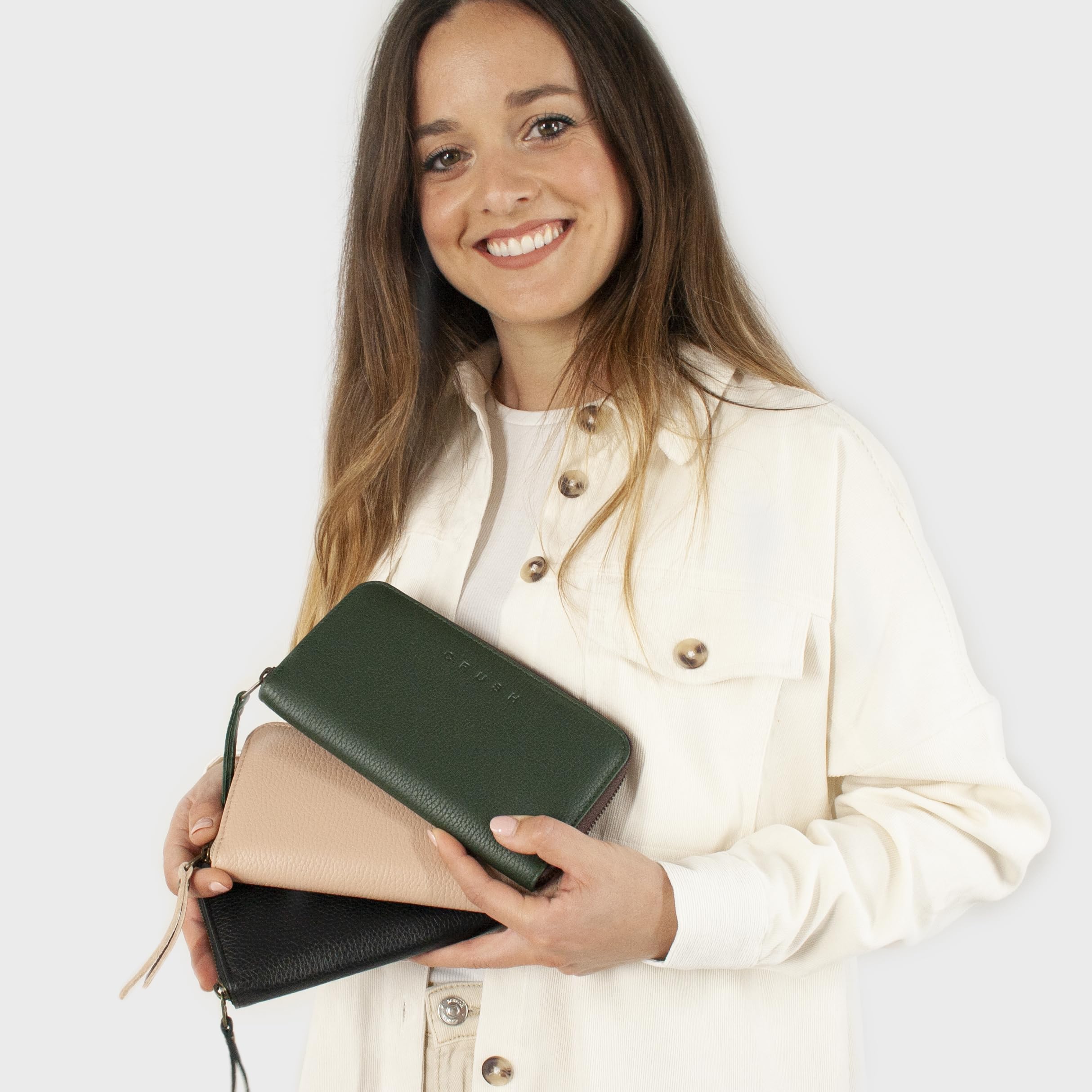 CRUSH - Billetera de piel hecha a mano para mujeres. Monedero de piel suave. Hope.