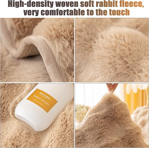 Miniatura 3 de OKYUK Funda de sofá de felpa de conejo, fundas de cojín antideslizantes para sofá, funda de cojín de piel sintética súper suave, fundas de cojín