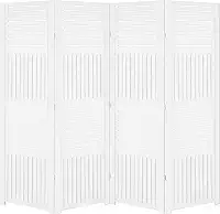 Biombo Pintado Divisoria Separador de Ambiente MDF Preto ou Branco (Branco, 4 Horizontal Vertical)