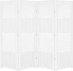 Biombo Pintado Divisoria Separador de Ambiente MDF Preto ou Branco (Branco, 4 Horizontal Vertical)