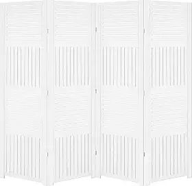 Biombo Pintado Divisoria Separador de Ambiente MDF Preto ou Branco (Branco, 4 Horizontal Vertical)