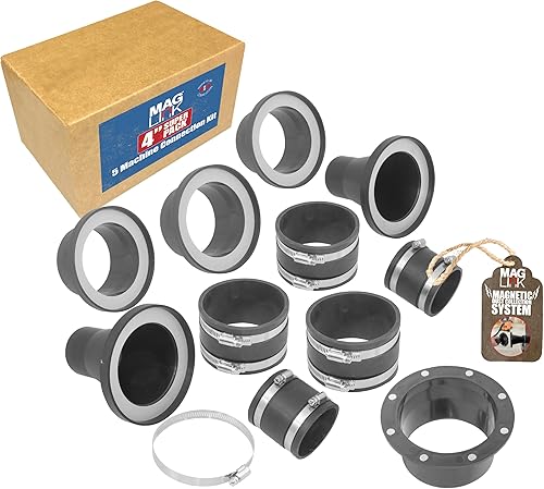 Miniatura 1 de MagLink Super Pack 5 Kit de conexión de máquina de 4 pulgadas, accesorios magnéticos de recolección de polvo para colectores de polvo, mueve