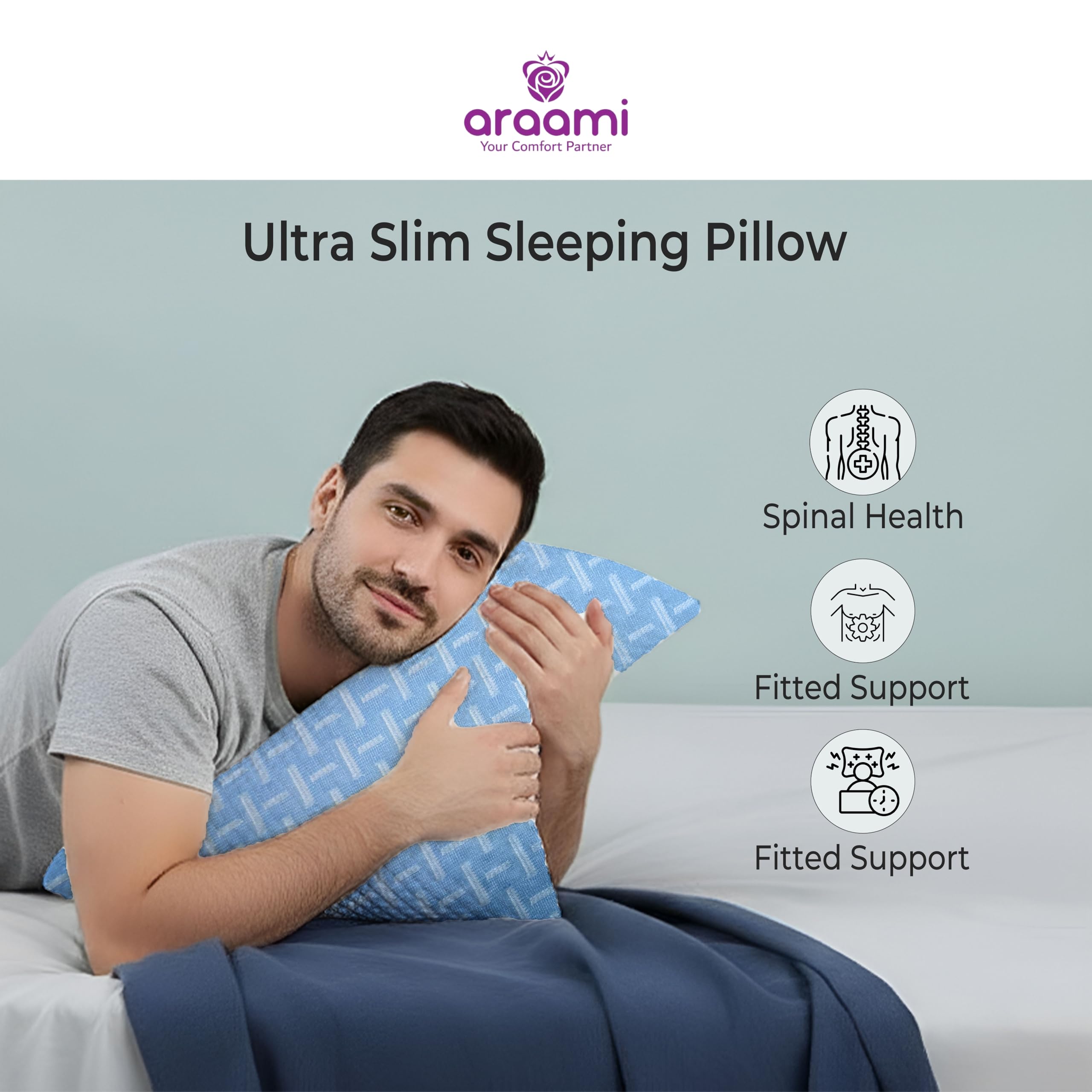 Araami Memory Foam Pillow - Slim & Supportive -6