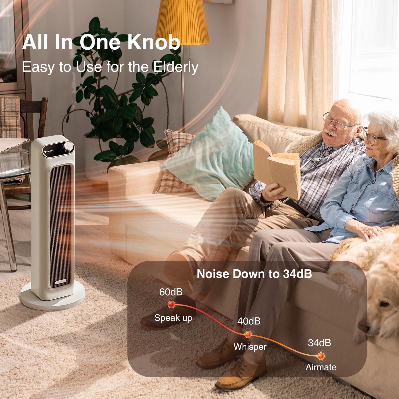 Airmate Large Space Heater For Indoor Use,Fast Quiet