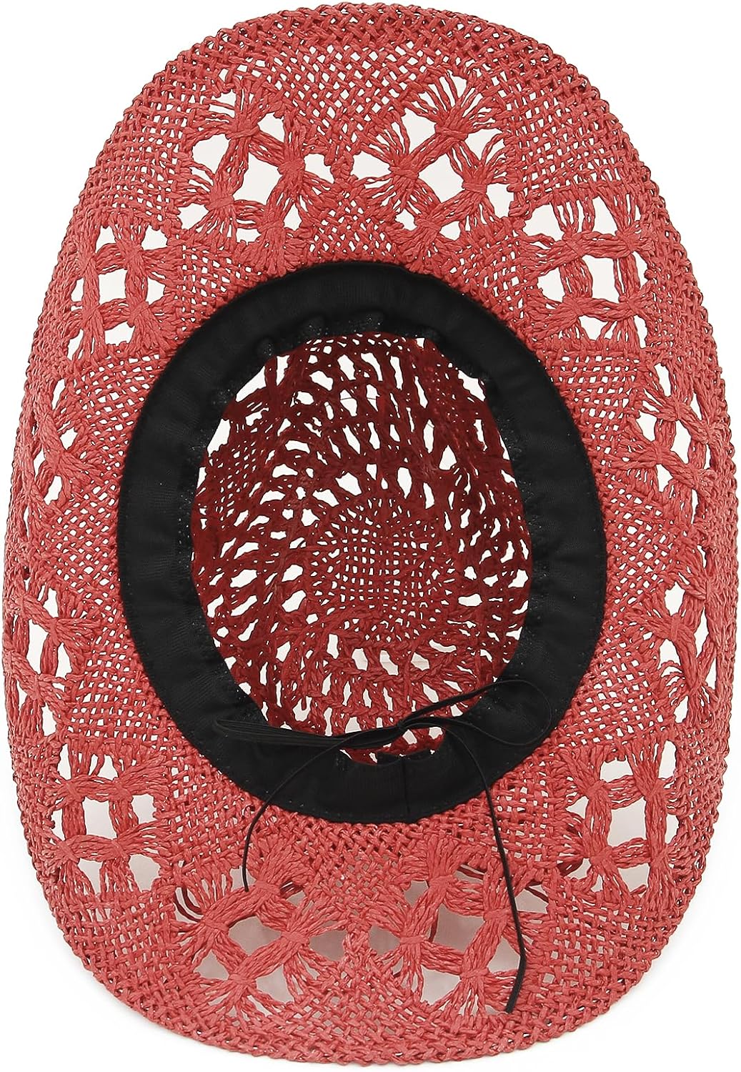 Men & Women's Summer Cowboy Cowgirl Straw Hat Hollow Out Woven Roll Up Wide Brim Sun Hat with Chin Strap