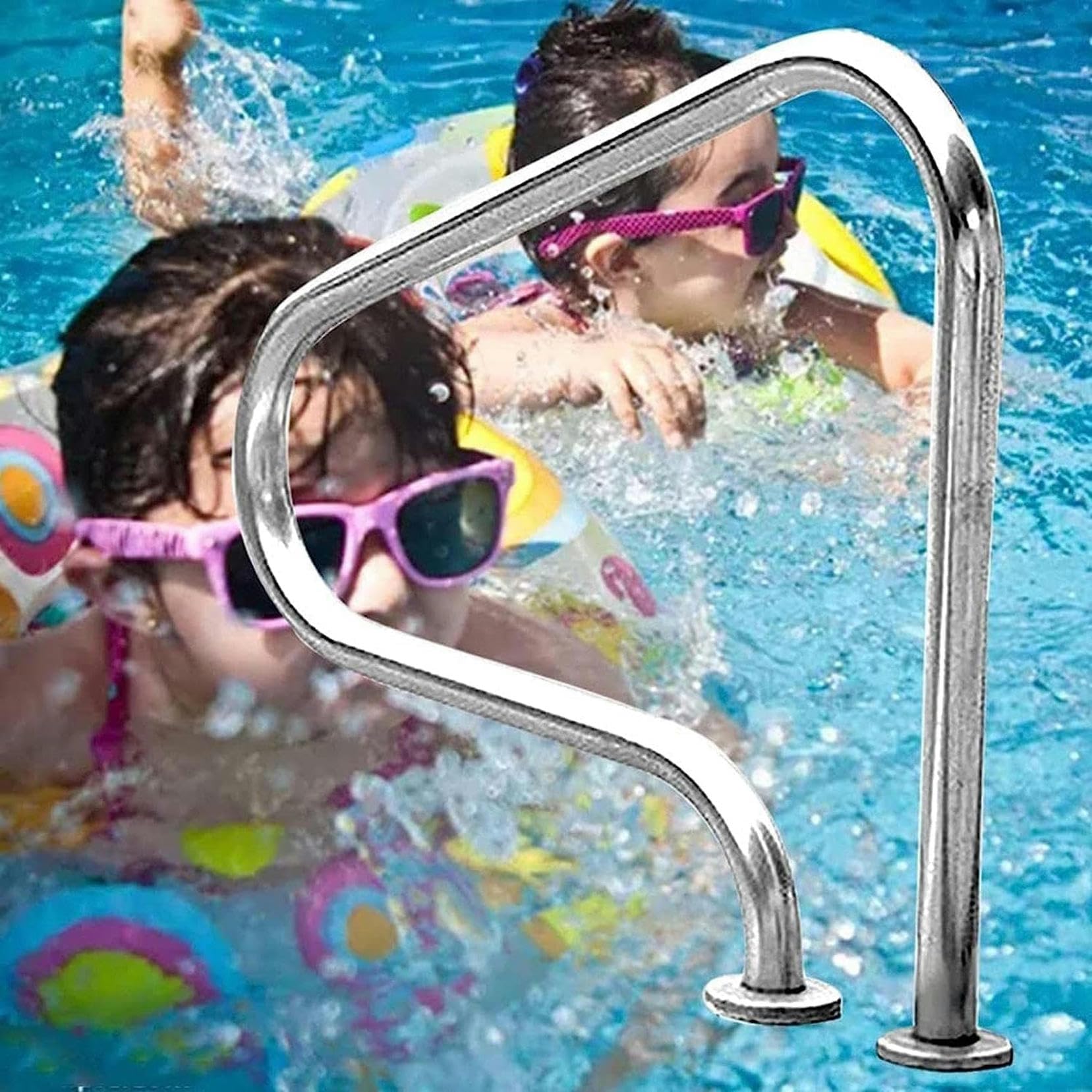 Rampe escalier de piscine en acier inoxydable poli argent de qualité supérieure