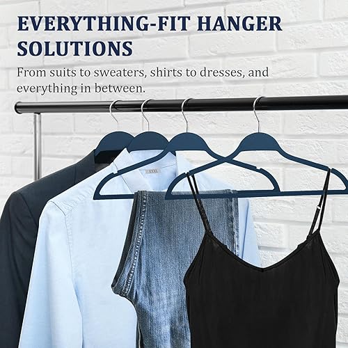 Miniatura 6 de Perchas de plástico resistentes, paquete de 50 perchas antideslizantes con revestimiento de goma con ranuras para los hombros, perchas para trajes