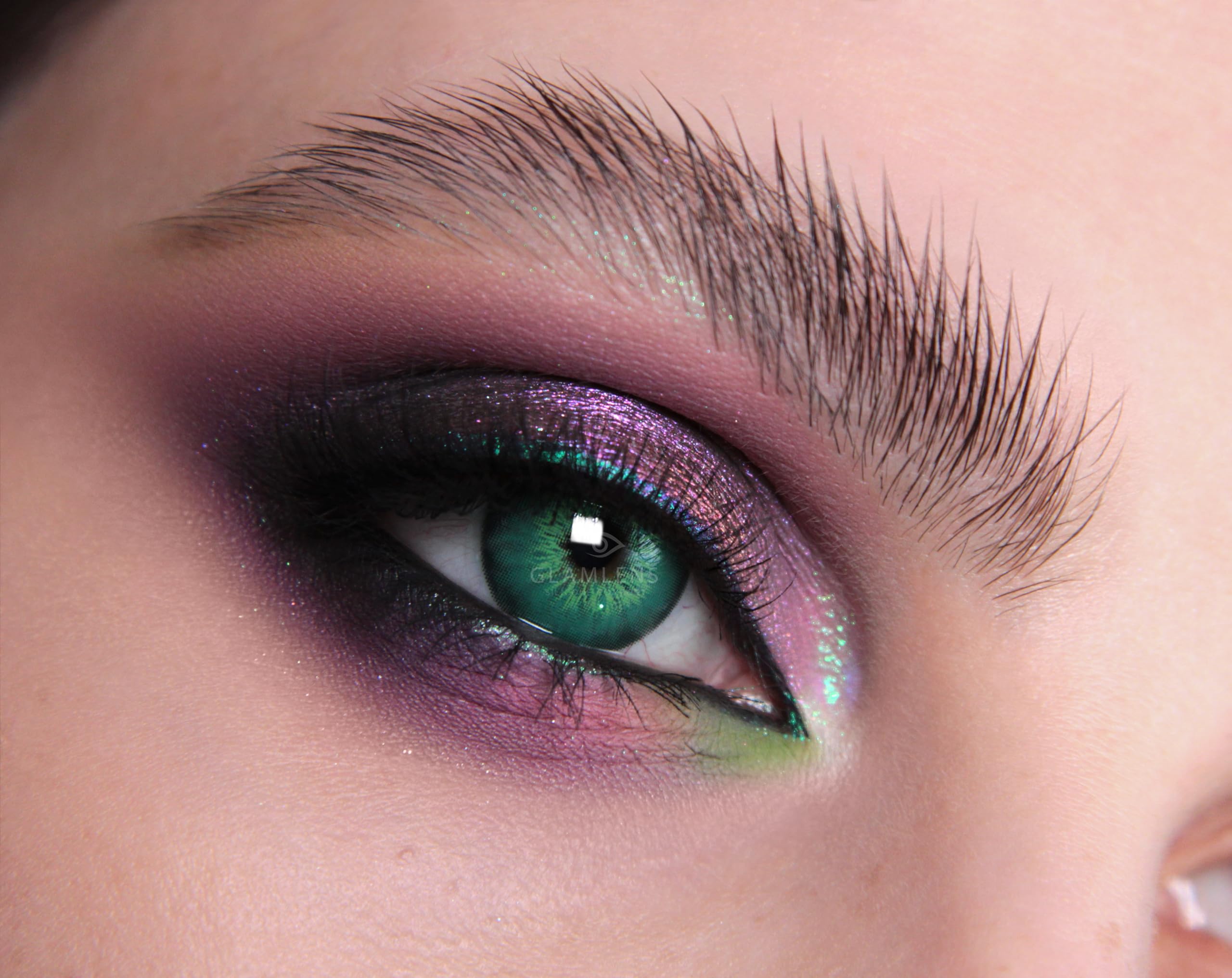 GLAMLENS Lenti a Contatto Colorate Verde Madrid Green - 2 Pezzi - DIA 14,00 - 0.00 Diottrie - Silicone Idrogel