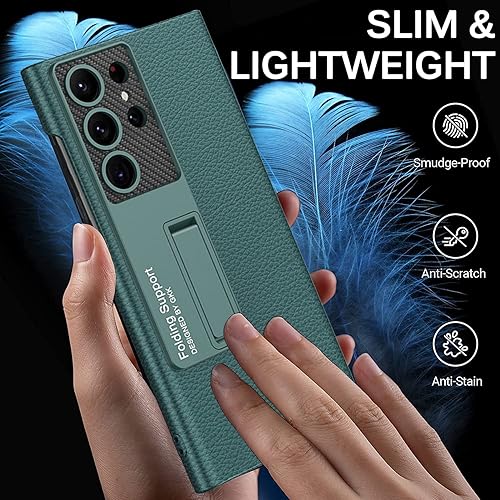Miniatura 6 de Miimall Funda de cuero para Samsung Galaxy S23 Ultra con soporte y cubierta de cuero vegano premium - Verde