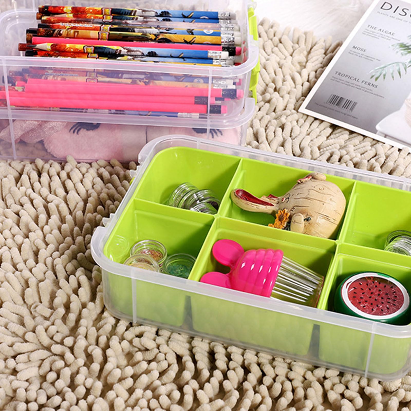 Stapelbare Aufbewahrungsbox Große Kapazität Aufbewahrungsbehälter Mit Deckel Praktische Sortierbox Für Handwerk Spielzeug Bausteine