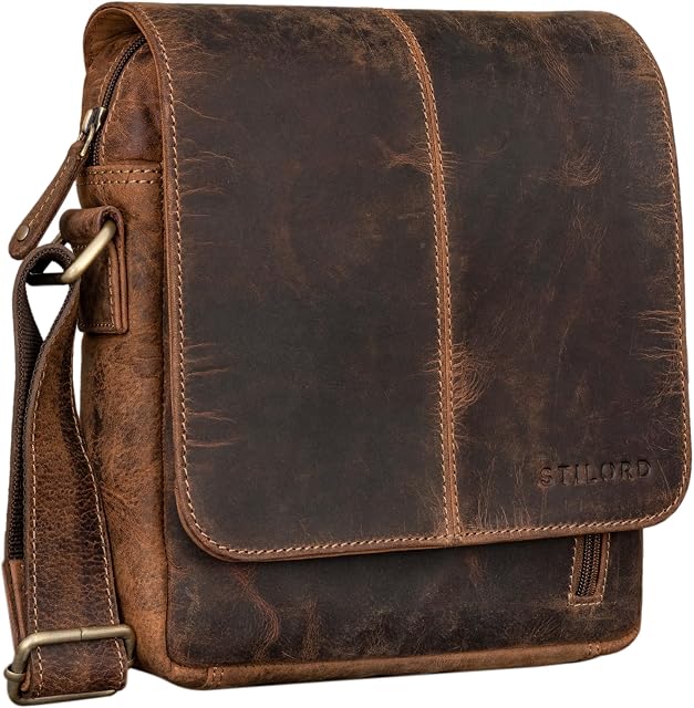 STILORD 'Matowy' Skórzany pokrowiec Mê¿czy¼ni Ma³y Vintage Torba na ramiê Torba na ramiê Mê¿czy¼ni Torba na ramiê na 9,7 cala iPad'y Tablet, Kolor:calais - br±zowy