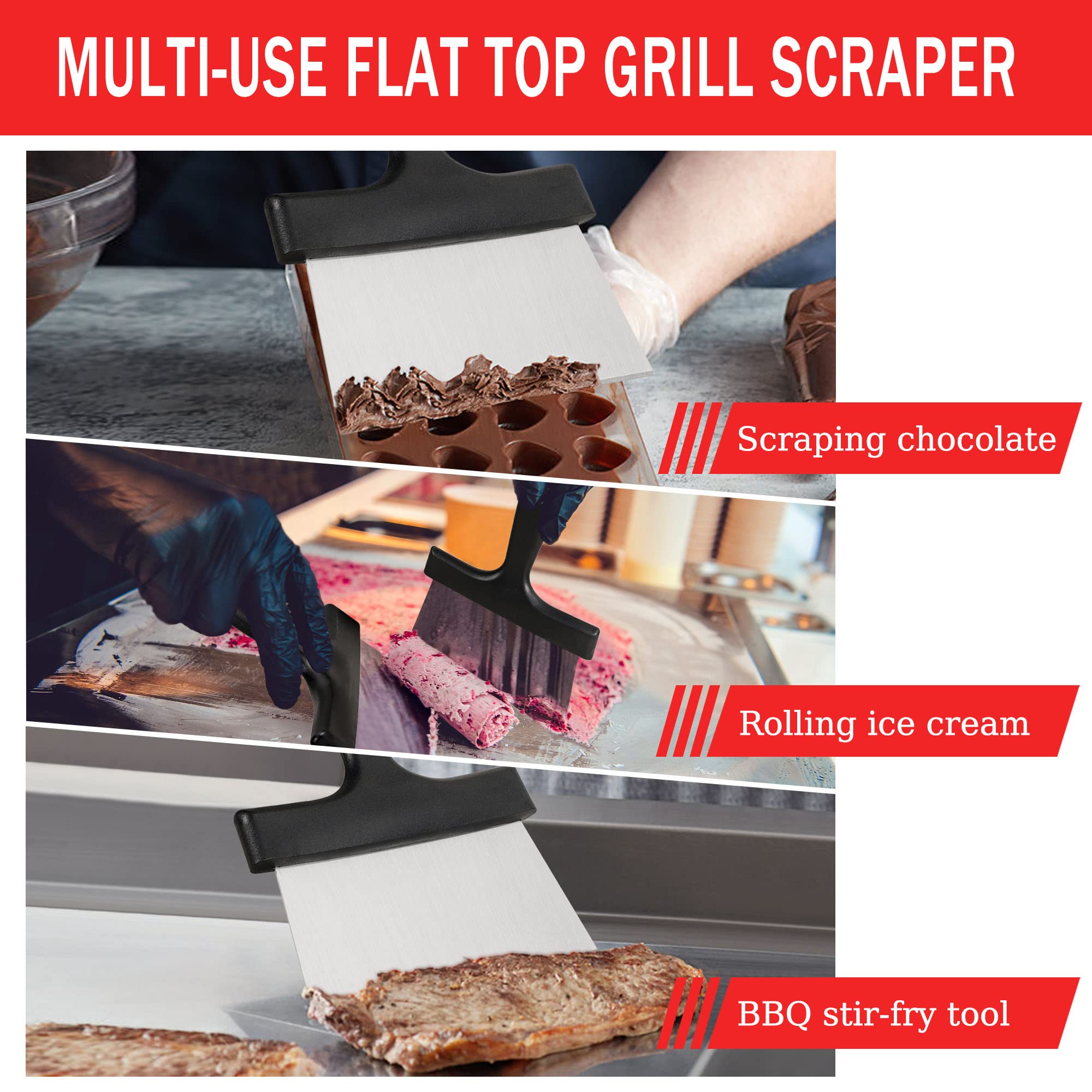 Grillschaber Edelstahl Set – 2-teilig, Mit Ergonomischem Griff, Für Grill & Küche