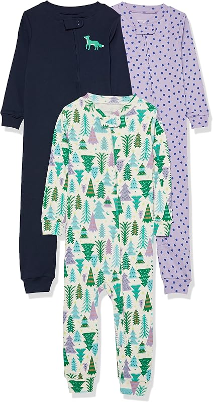 Amazon Essentials Unisex Toddlers and Babies' Snug-Fit Cotton Footless Sleeper Pajamas, Multipacks