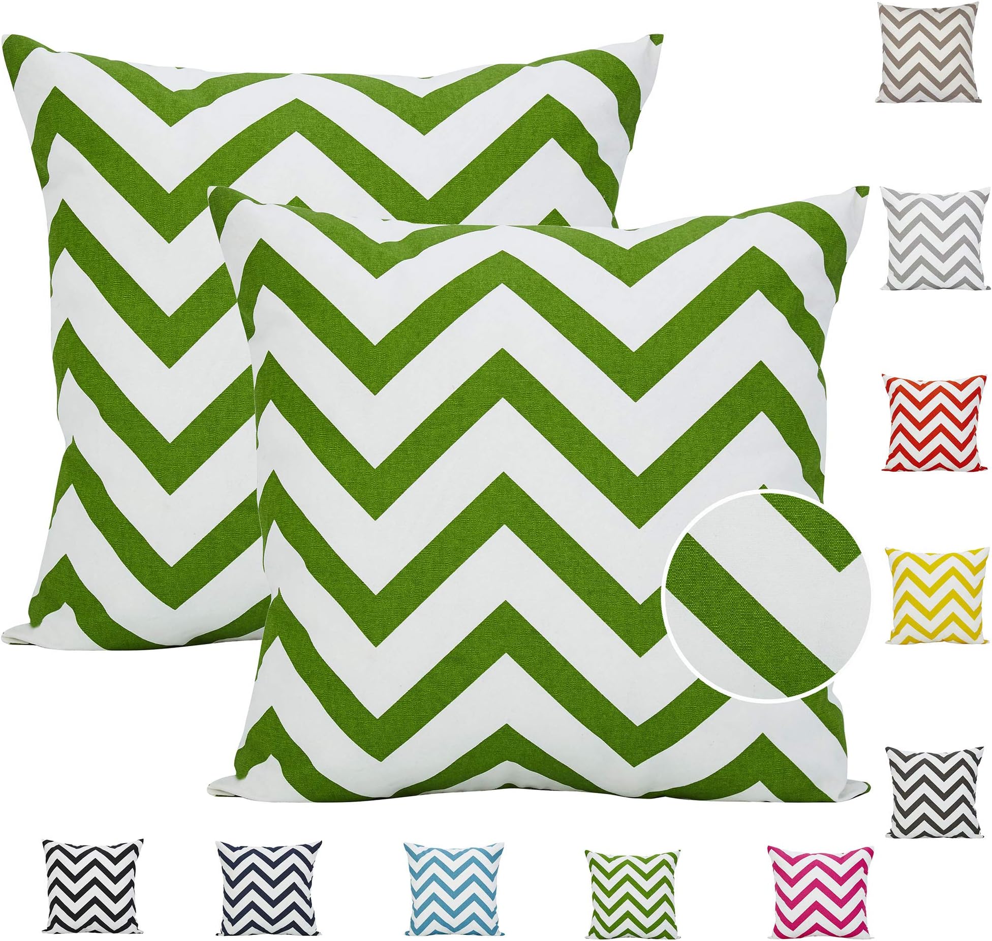Comoco® 2pc-Pattern Decorative Geometric Thick Canvas Pillowcase Cushion Cover for Sofa Throw Pillow Case(65x65cm,Green)