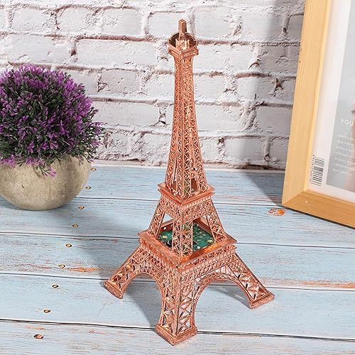 Miniatura 2 de Garosa Modelo de torre Eiffel de 10.2 pulgadas, torre decorativa de mesa con luz nocturna 3D, luminosa y hermosa decoración de metal para el hogar,