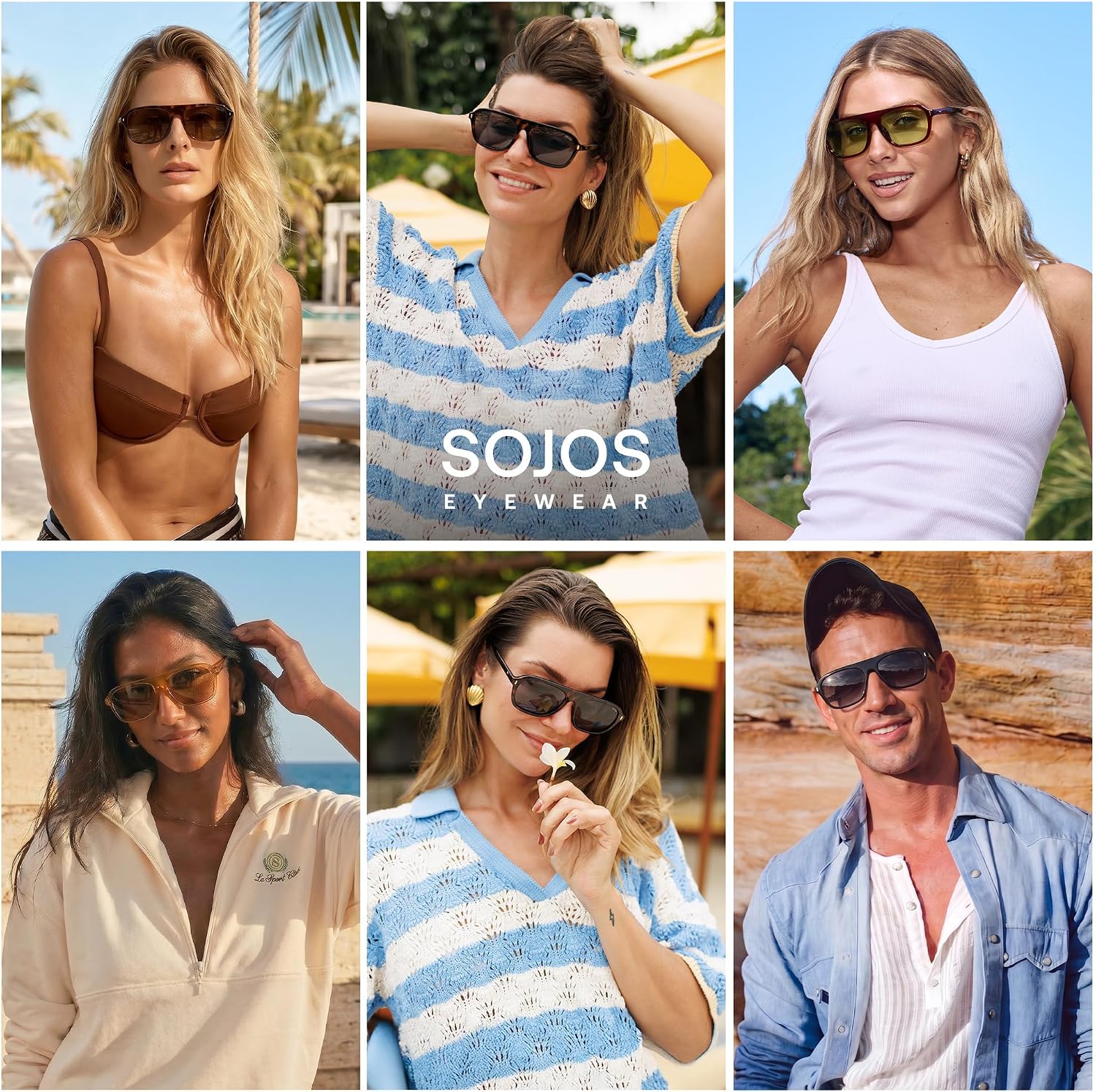 SOJOS Retro Thick Polarized Aviator Sunglasses For Women Men SJ2712 image 3