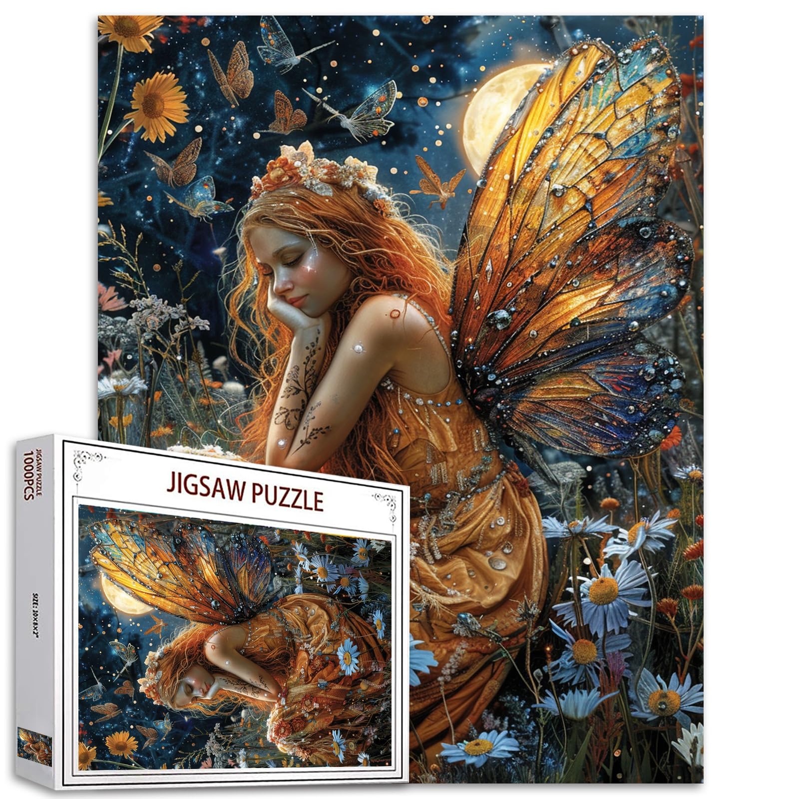 Tucocoo Puzzle de 1000 piezas para adultos, diosa del mar, pintura, rompecabezas, hadas abstractas, rompecabezas de 1000 piezas para desafiantes juegos de actividades familiares, océano, luz de luna — view 18
