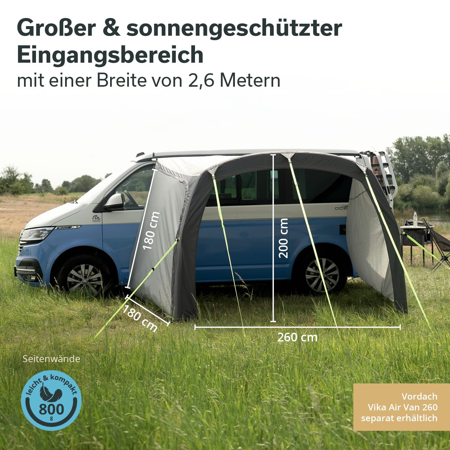 Skandika Seitenwände für Vika Air Van 260 Vorzelt | Seitenwand für Vordach, Caravan Tarp, Sonnensegel, Sonnendach, UV 50+, 3000 mm Wassersäule | für Wohnmobil, Wohnwagen, Camper, Bus