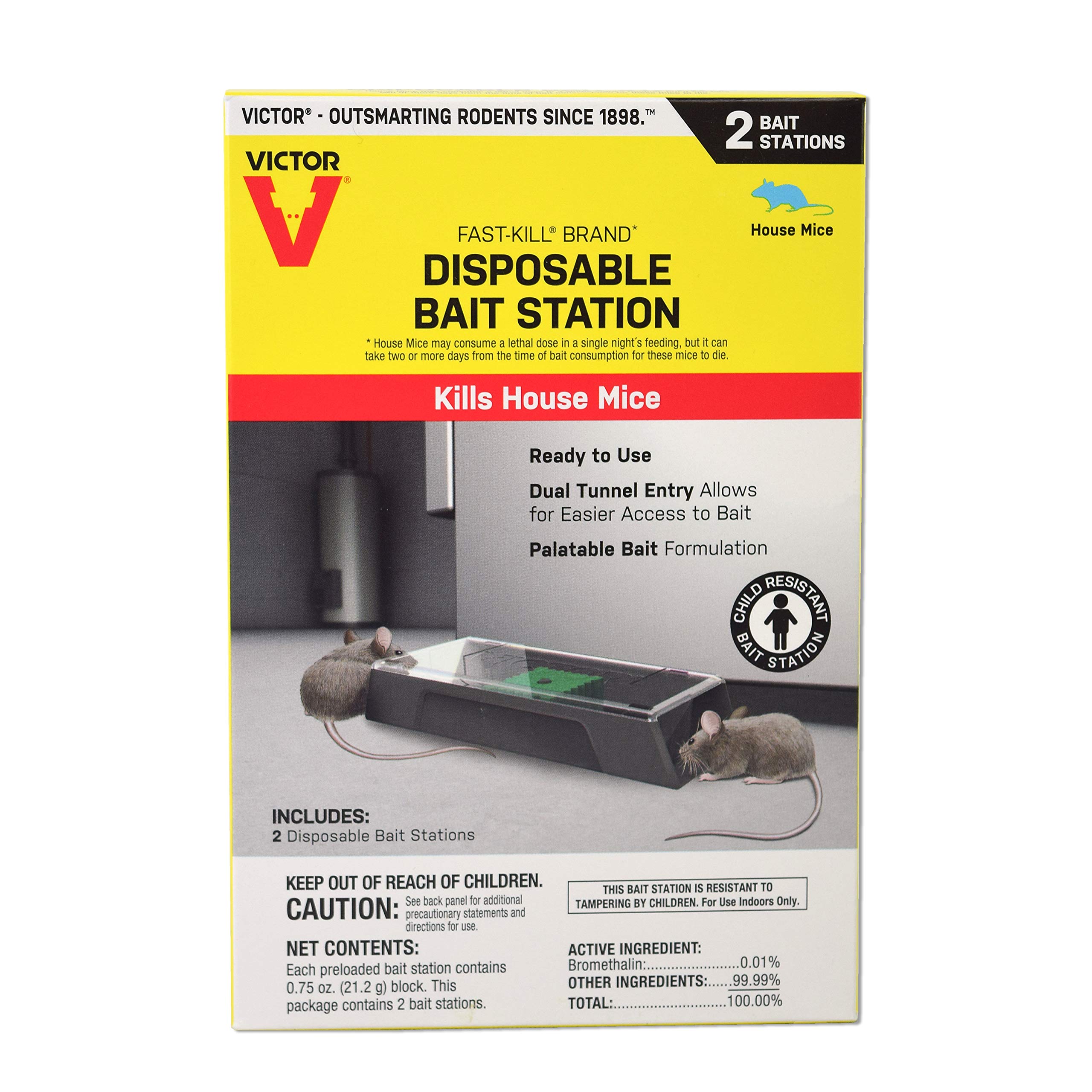Victor M914 Fast-Kill Brand Ready-to-Use Disposable Mouse Bait Station – 2 Pack