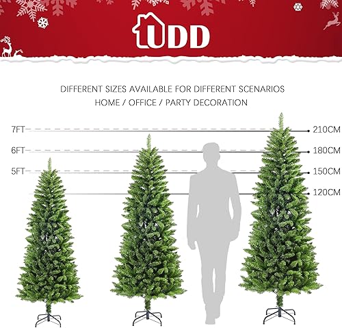 Miniatura 2 de Árbol de Navidad artificial de 6 pies para el hogar, oficina, decoración de fiesta con soporte plegable de metal, fácil montaje, base plegable,