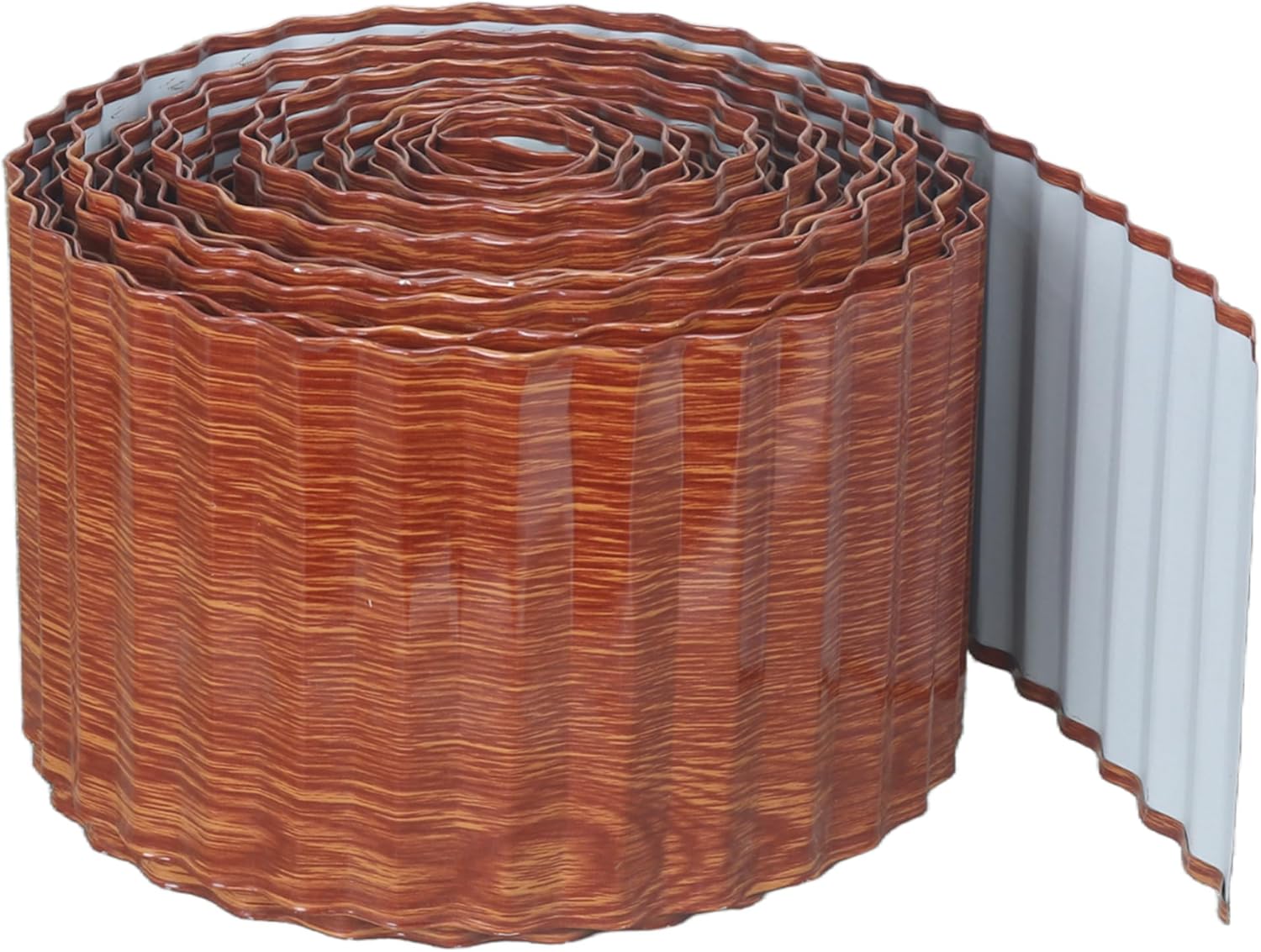 Corrugated Metal Garden Edging, 6"×60Ft Landscape Edging Border for DIY Flower Beds, Lawn, Garden and Yard, Lawn Edging Border No Dig for Landscaping, Garden Edging Border, Woodgrain Woodgrain 6 Inch × 60FT