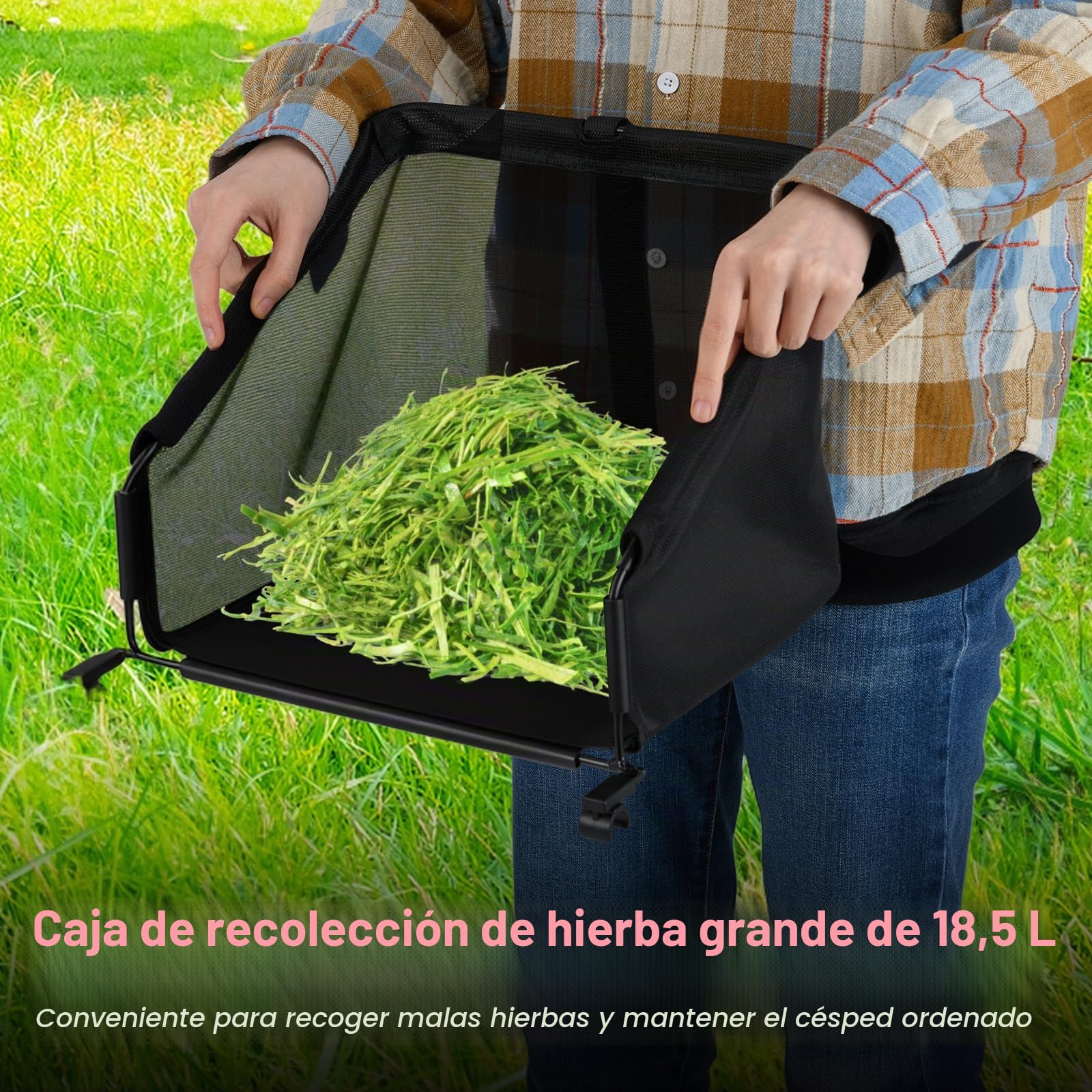 SOARS Cortacésped Manual - Ancho de Corte 30 cm, Bandeja 18.5 L, 4 Niveles de Altura (15-40 mm) - 5 Cuchillas Metálicas, 2 Ruedas - Ideal para Jardines Pequeños y Medianos