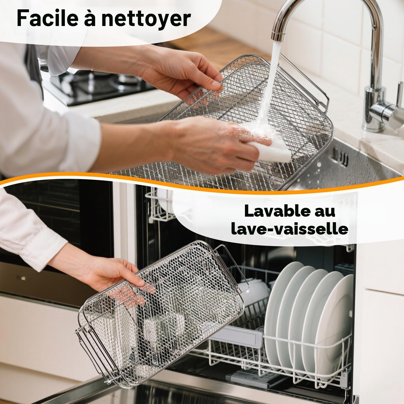 ENSINE Accessoires Air Fryer pour Ninja Foodi FlexDrawer 10,4 L AF500EU, Grille Air fryer Compatible COSORI TWINFRY Dual Blaze 10L – Racks Airfryer 2-en-1 Empilables, Double Niveau, Inox Durable