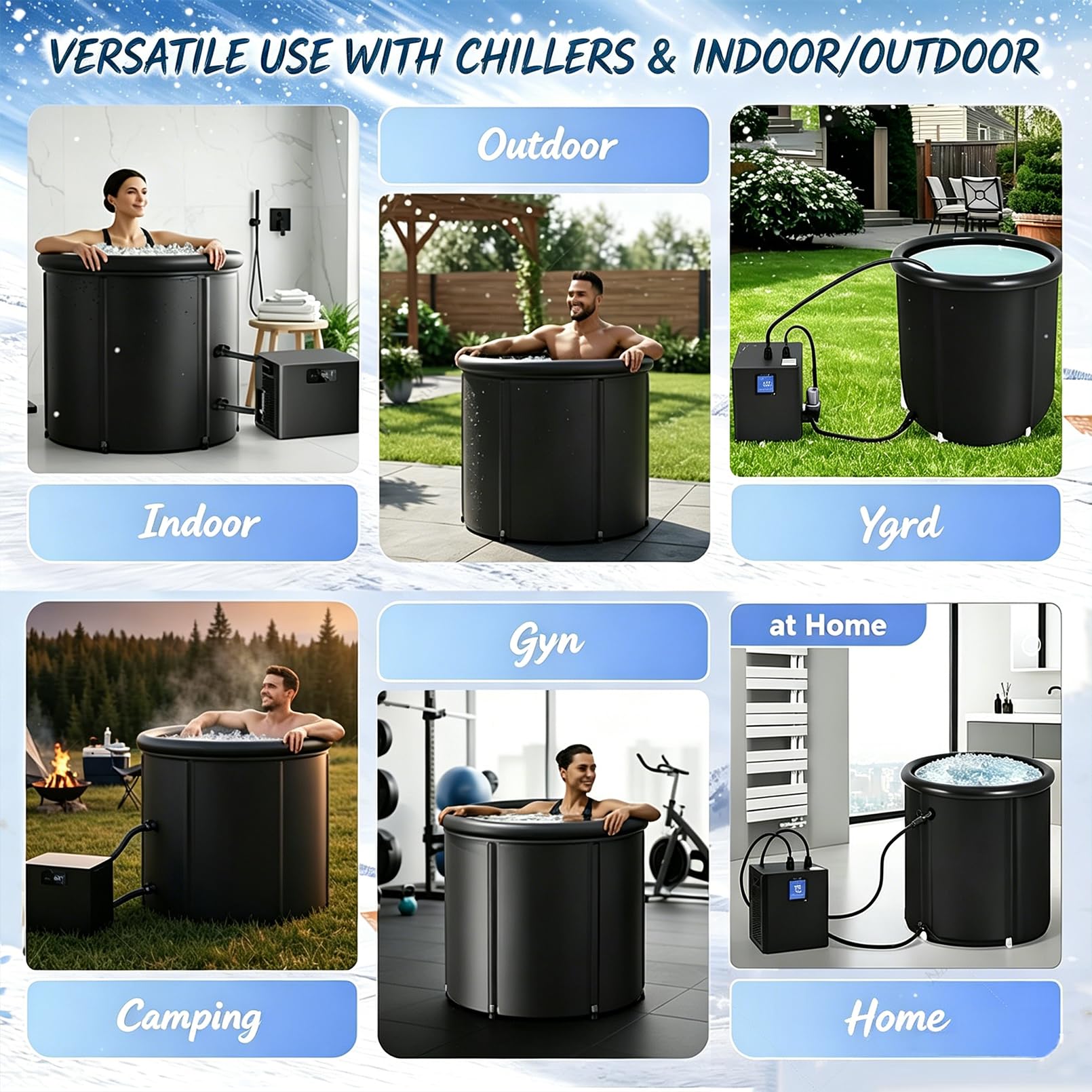 Bañera De Inmersión En Frío con Enfriador De Agua, Kit De Enfriador De Baño De Hielo De 1/3 HP con Bomba Y Filtro, Cubo De Hielo Aislado De 148 GAL para Terapia De Agua Fría, Recuperación De Atletas