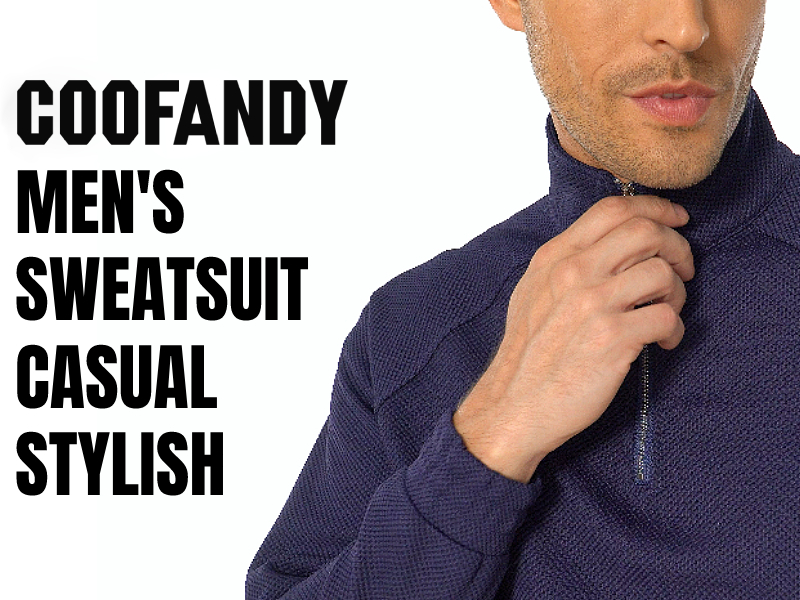 COOFANDY Men's Tracksuit 2 Piece Relaxed Fit Half-zip Sweatsuits