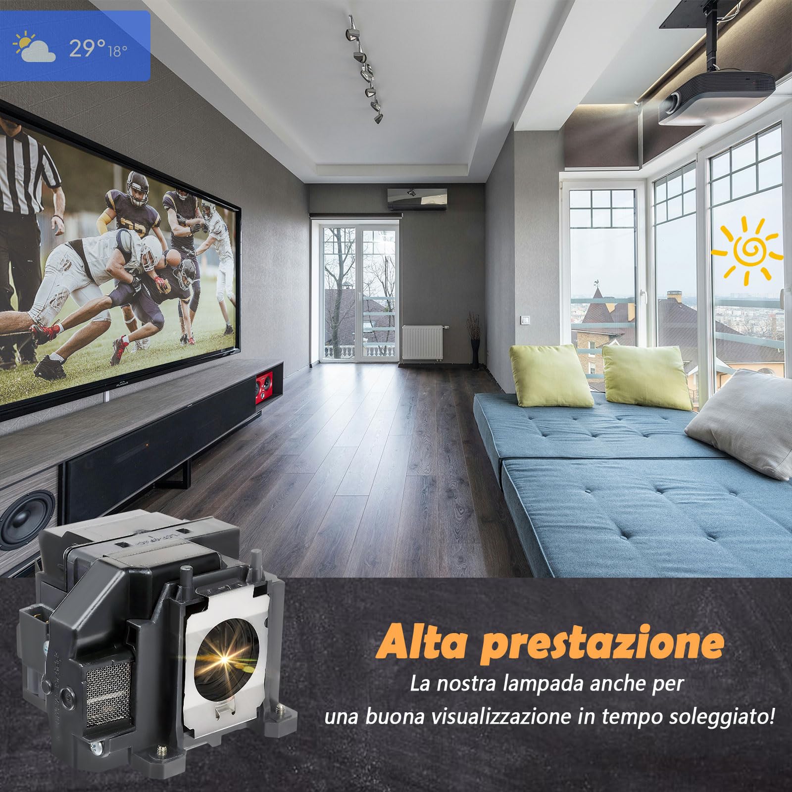 A++ Qualità per Lampada EPSON ELPLP67/V13H010L67 H423B H428A H429A H430A H431A H432A H433A H435B H435C H436A EB-S02 EB-S11 EB-S12 EB-SXW11 EB-SXW12 EB-W02 EB-W12 EB-X02 EB-X11 EB-X12
