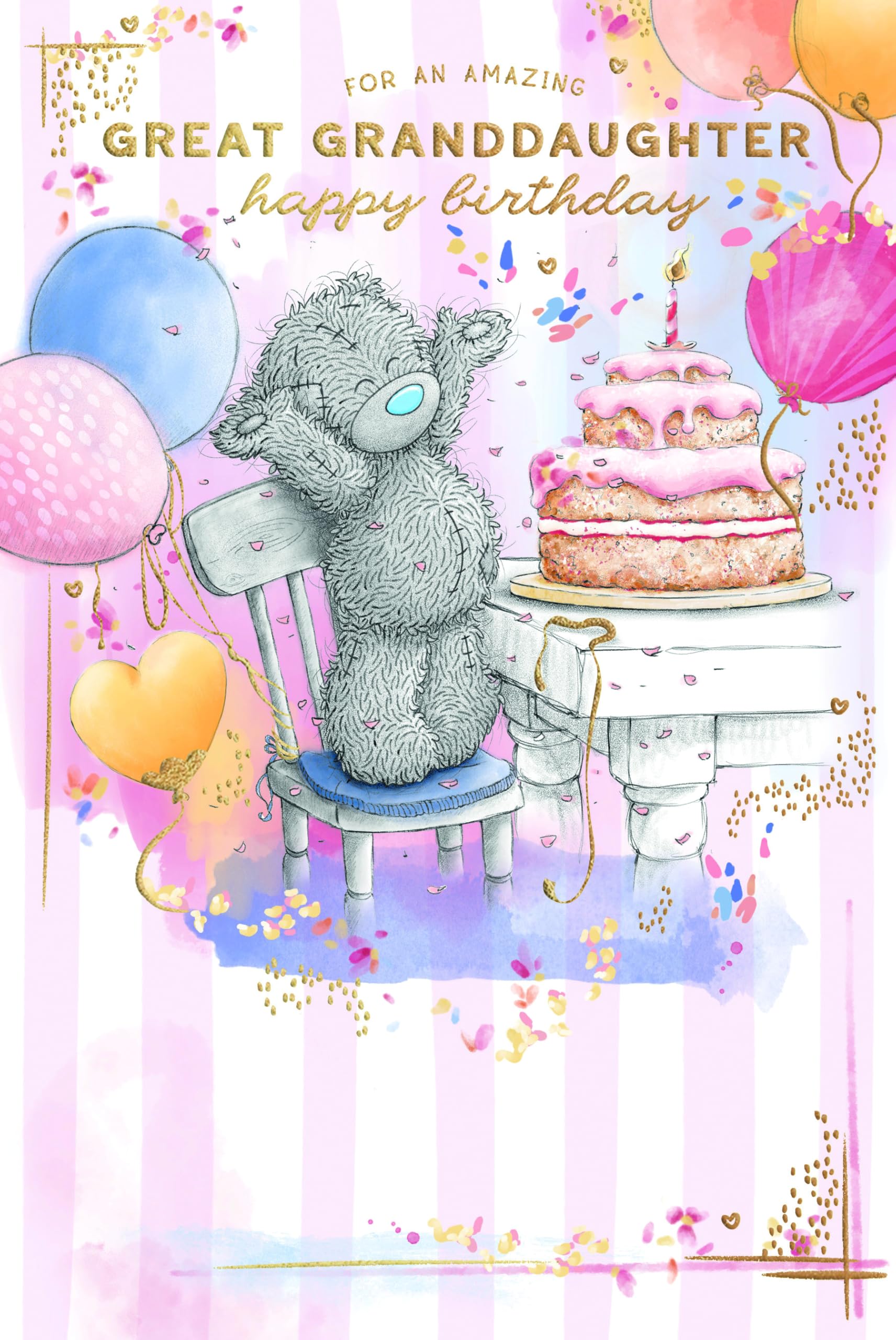 Me To You Tatty Teddy Wonderful Fiancee Luxury Gold Foil Birthday Card, 6 X 9 Inches - Official Collection