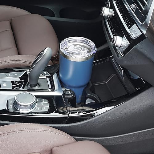 Miniatura 6 de WETOWETO Vaso de 30 onzas con 2 tapas y 2 popotes, vaso de acero inoxidable 188 aislado al vacío con asa, taza de viaje para agua con tapa para