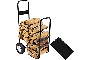 Sunnydaze Outdoor Firewood Log Carts with Pneumatic Tires for Easy Mobility and Storage