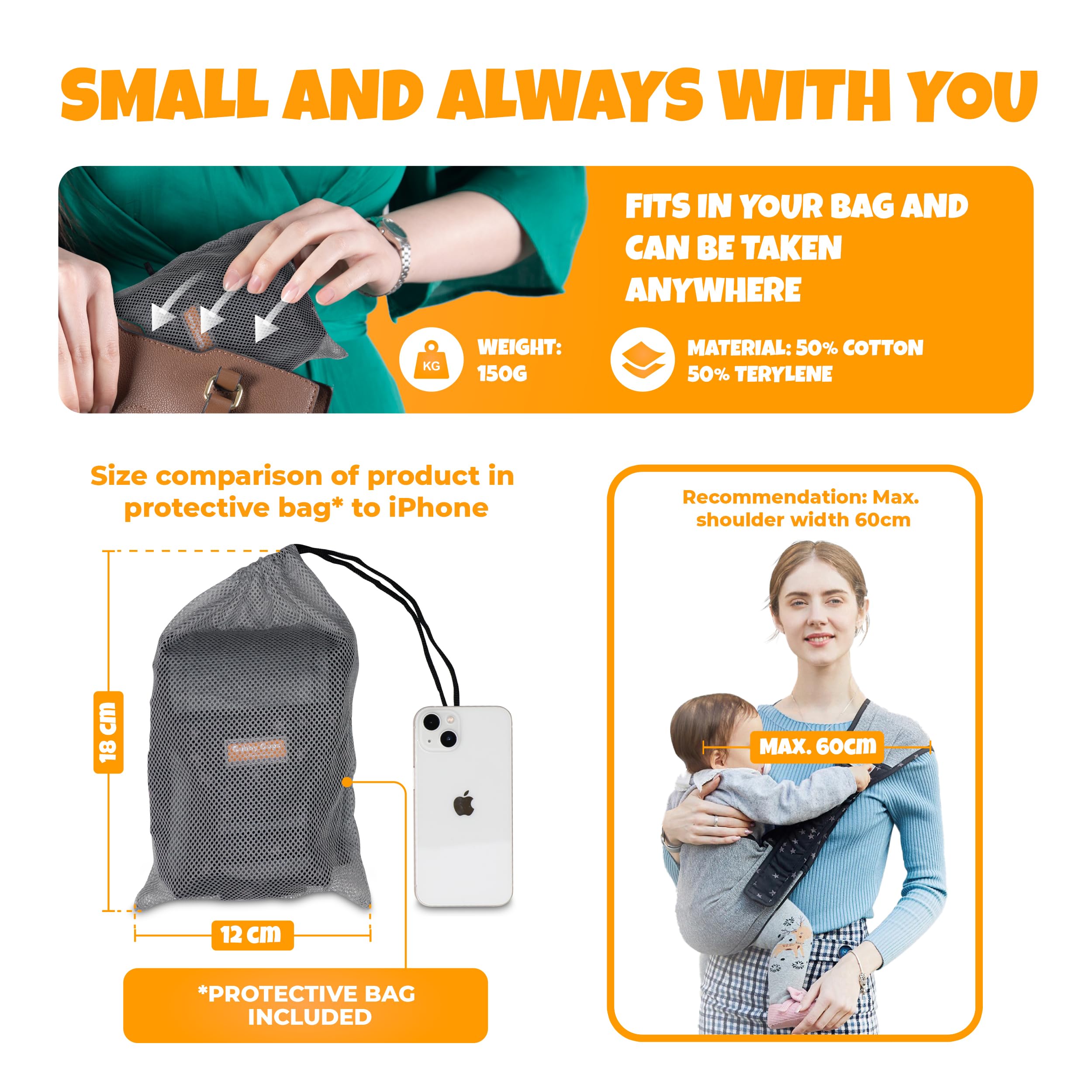 Echarpe Portage Momcozy Ceinture Porte-bu00e9bu00e9 Ergonomique