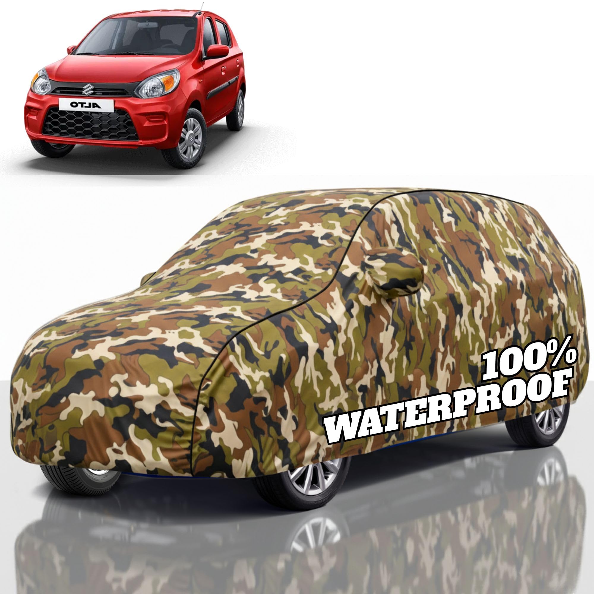 Premium Polyester Car Cover Alto 800 All-Weather Protection from Rain, Dust &amp; Sun | UV Resistant Fabric | Full Body Secure Fit for Outdoor &amp; Indoor Parking Jungle