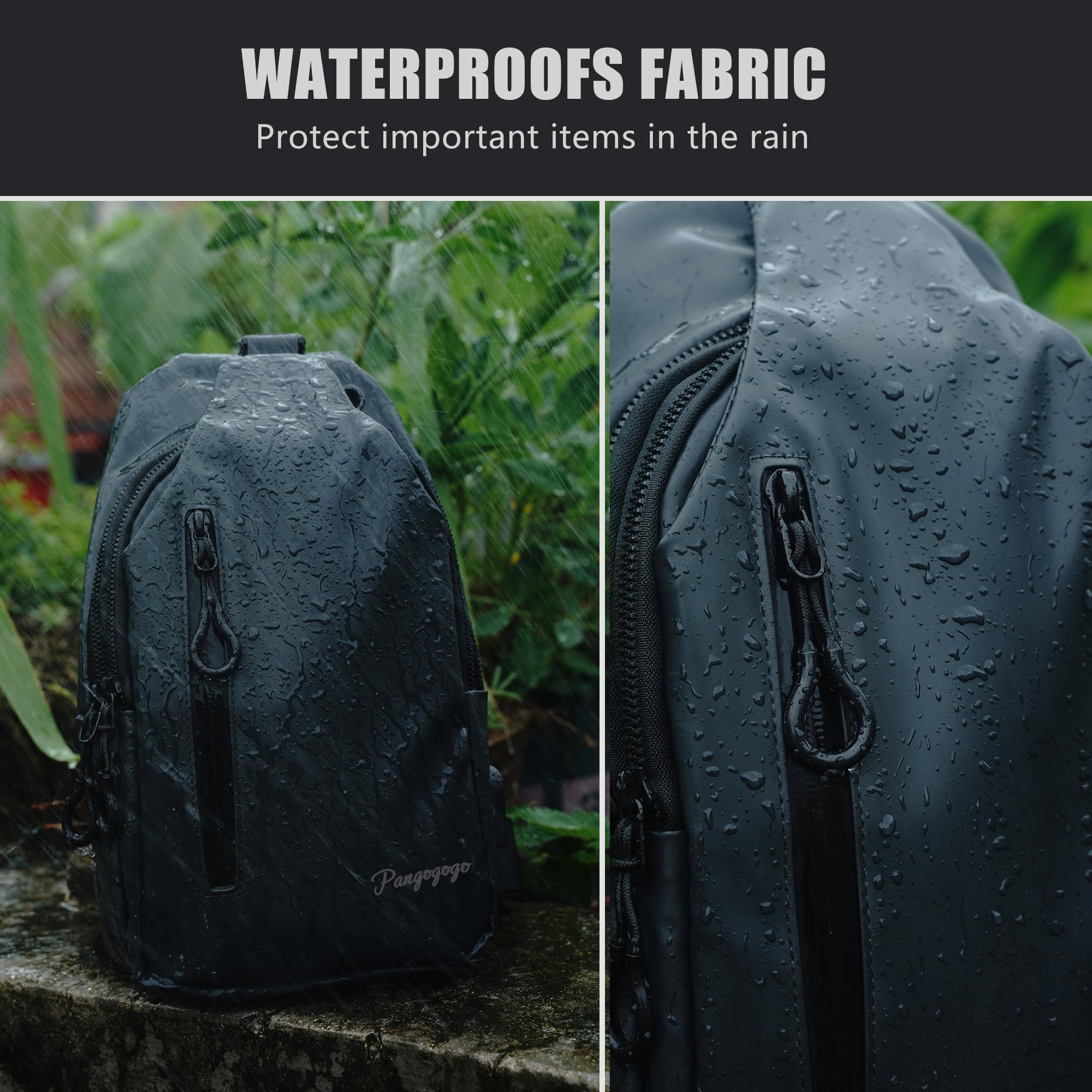 Umhängetasche Herren Klein, Leichte & Wasserdichte Sling Bag für Männer, Brustbeutel/Crossbody Bag für Travel, Festival, Alltag, Wandern & Radfahren (Schwarz)