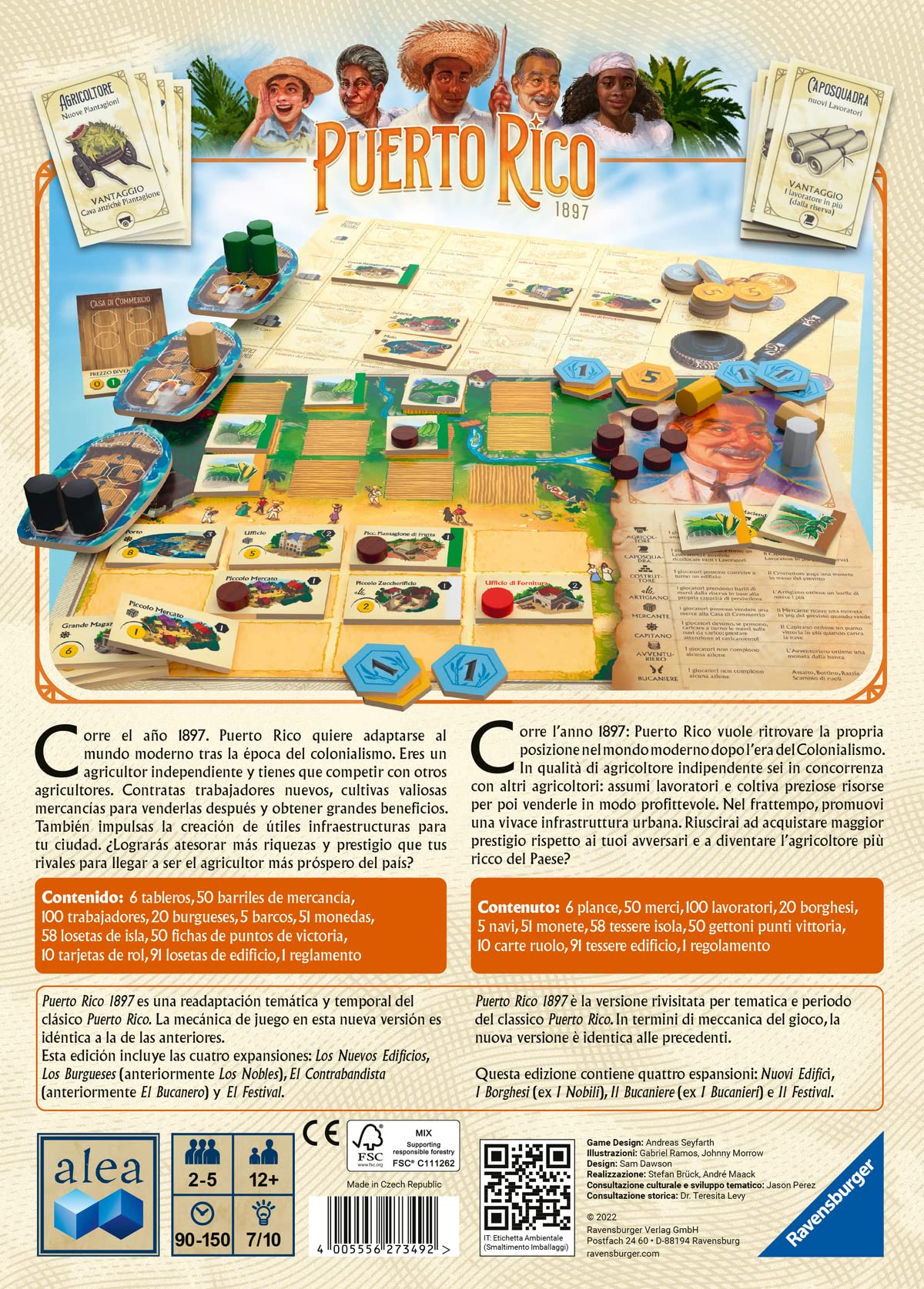 Ravensburger Alea Puerto Rico 1897, wersja włoska, gra strategiczna, 2-5 graczy, 12+ lat